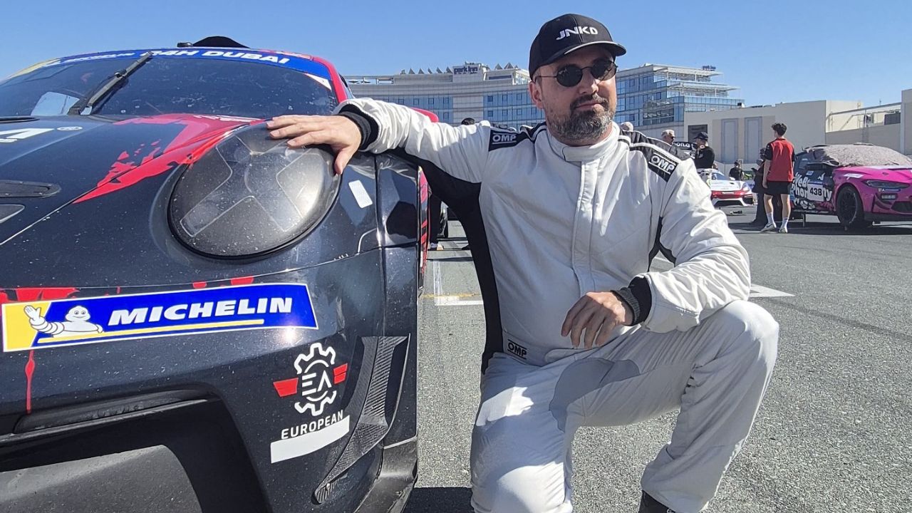 Michelin 24H Series racing car during a pit stop in the UAE